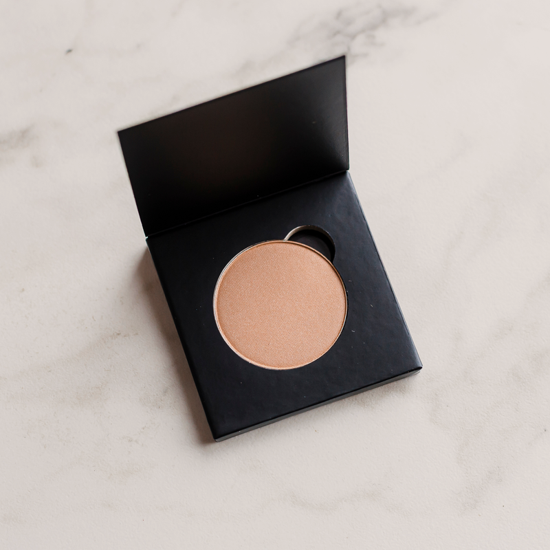 Candid Naturals Bare Blush pressed powder pan open in its compact, alternate angle