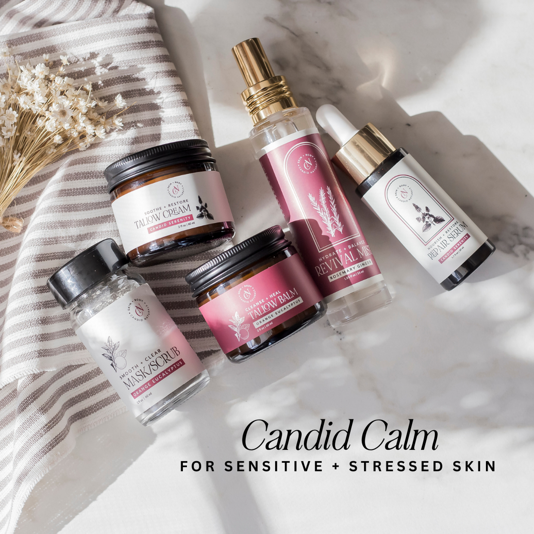 Candid Calm Bundle | 5-Pc Skincare Routine