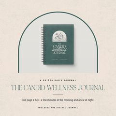 The Candid Wellness Journal with a pine cover and spiral binding