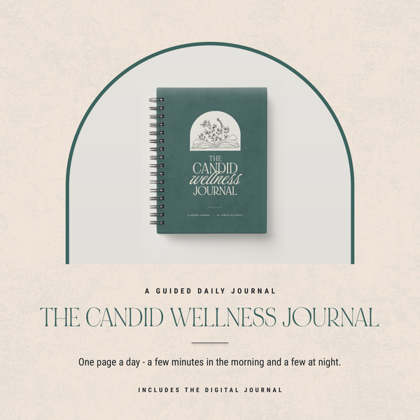 The Candid Wellness Journal with a pine cover and spiral binding